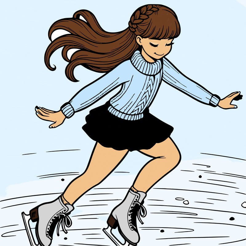 realistic girl doing figure skating on ice