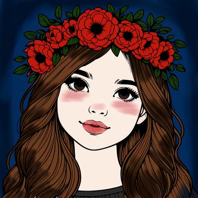 realistic girl with flower crown