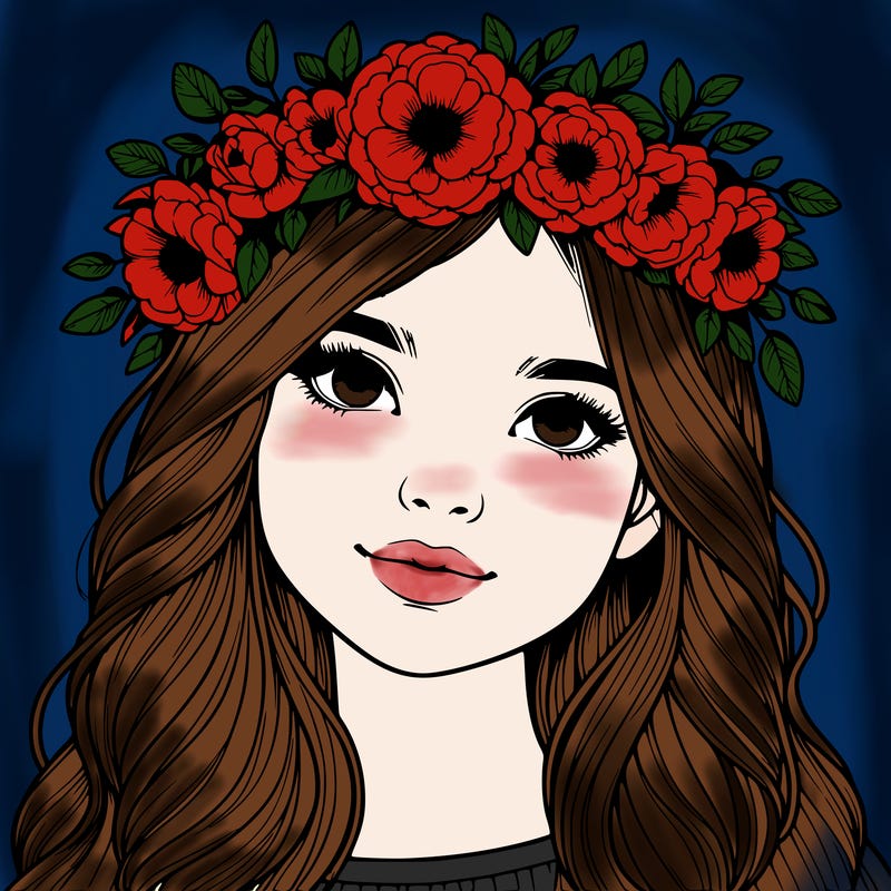 realistic girl with flower crown
