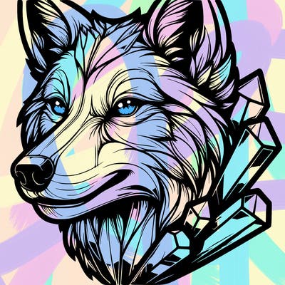 realistic crystal wolf face