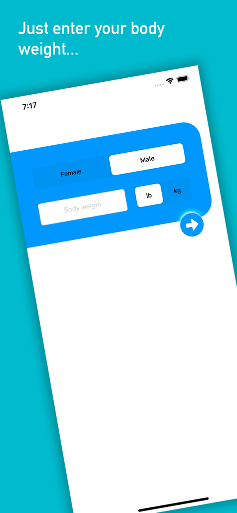 Pantalla de configuración en la aplicación de pérdida de peso Roman para ingresar peso corporal y género.