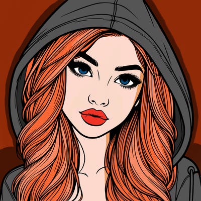 realistic beautiful girl with a hood on