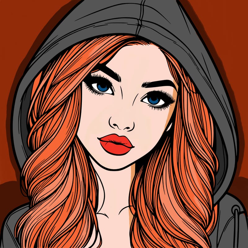 realistic beautiful girl with a hood on