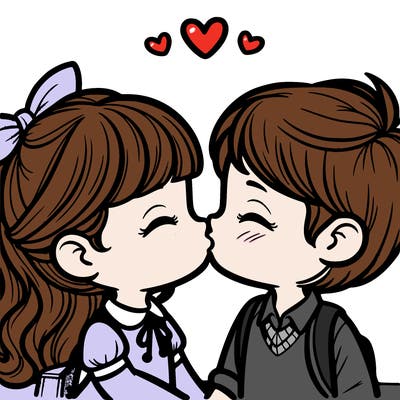 boy and girl kissing