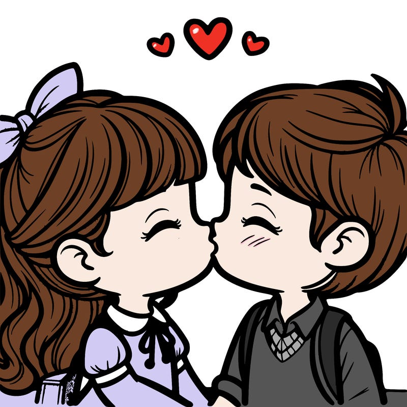 boy and girl kissing