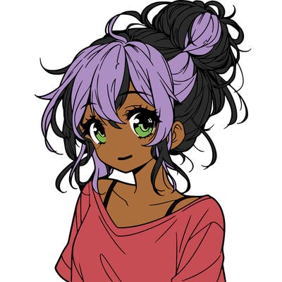 a beautiful anime girl with a messy bun
