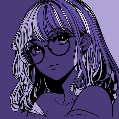 manga woman character with glasses and nice lips