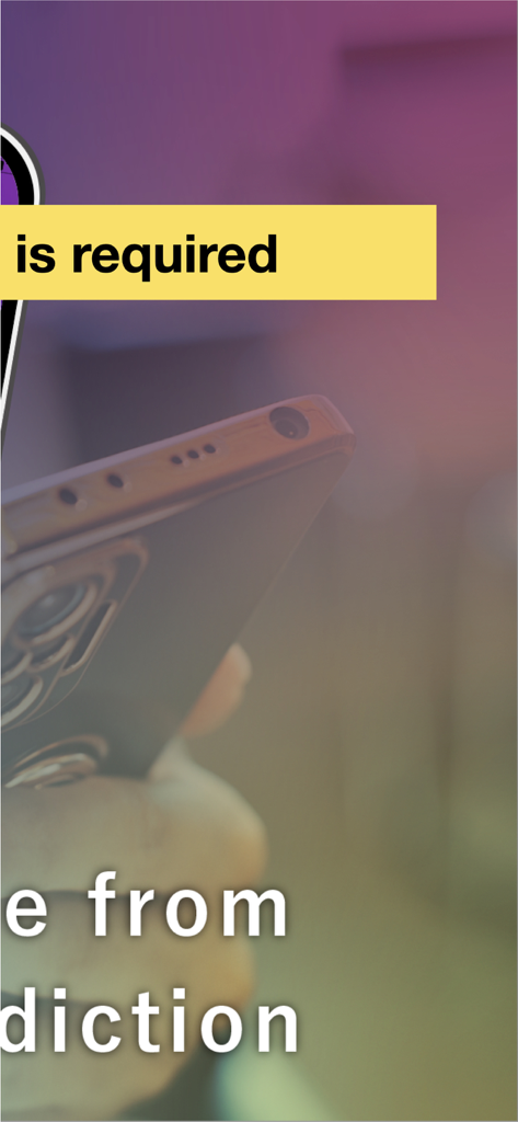 A close up of a hand holding a smartphone with text overlay about breaking phone addiction and the requirement of a reflection note