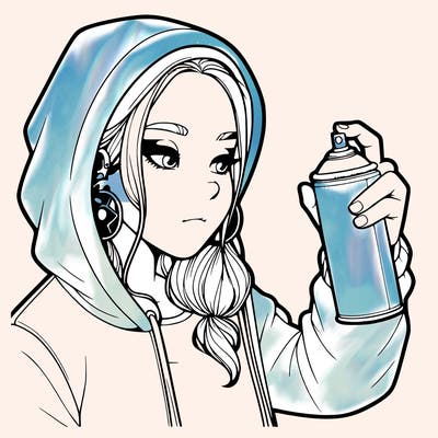 a realistic girl, spray painting