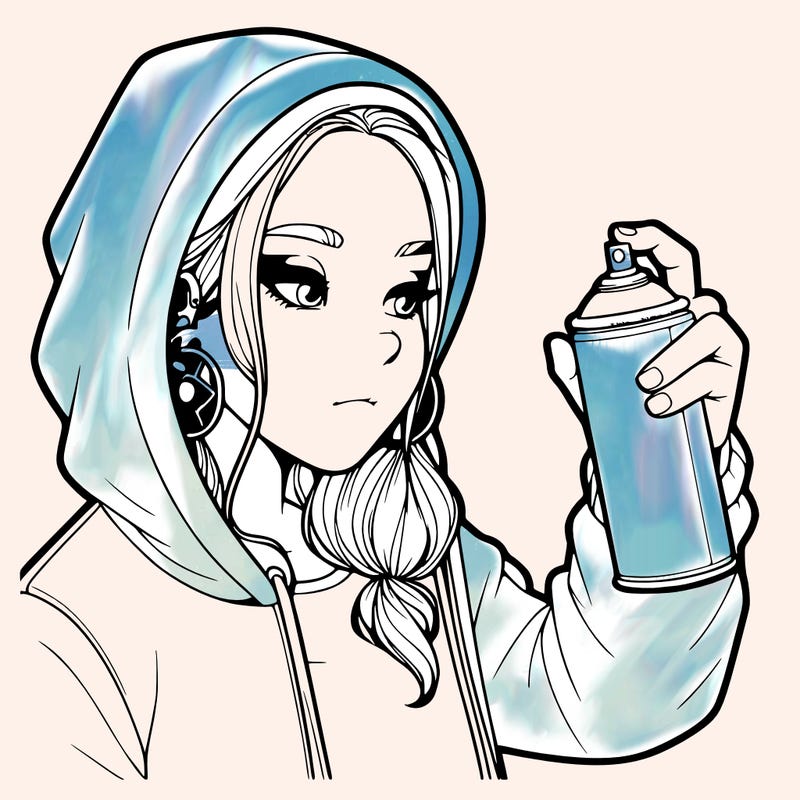 a realistic girl, spray painting