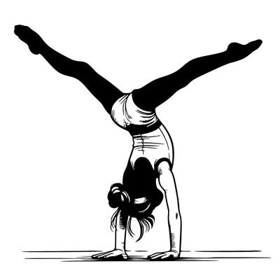 realistic gymnastic hand stand girl in four splits
