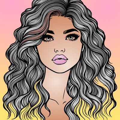 realistic girl with wavy hair and lips