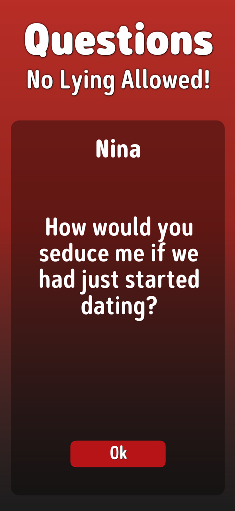 Sex Roulette - Intimasutra - Eine Fragekarte in der Intimasutra-App, die Paare zur intimen Diskussion anregen soll