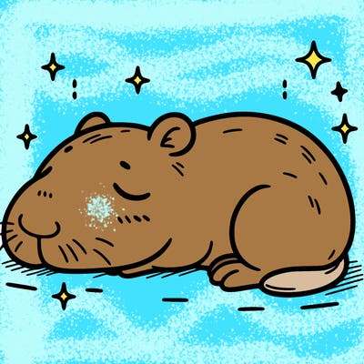 cute capybara sleeping