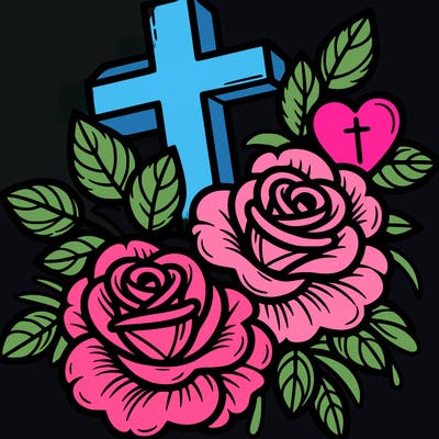 roses heart and cross