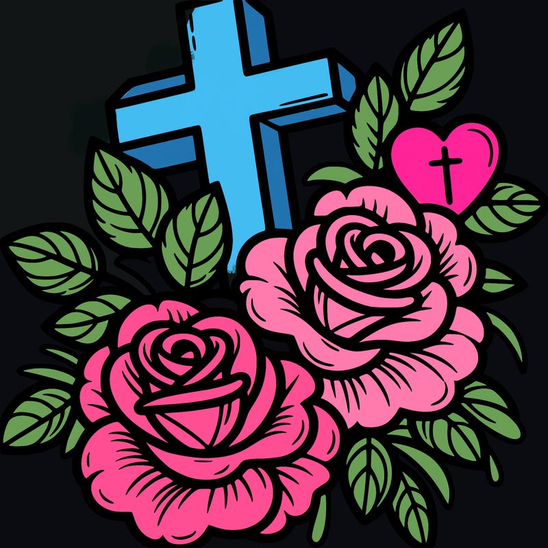 roses heart and cross