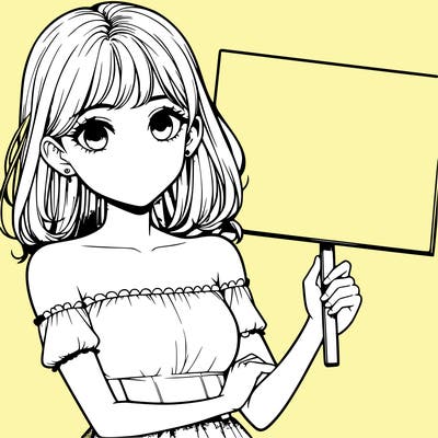 realistic pretty girl holding blank sign