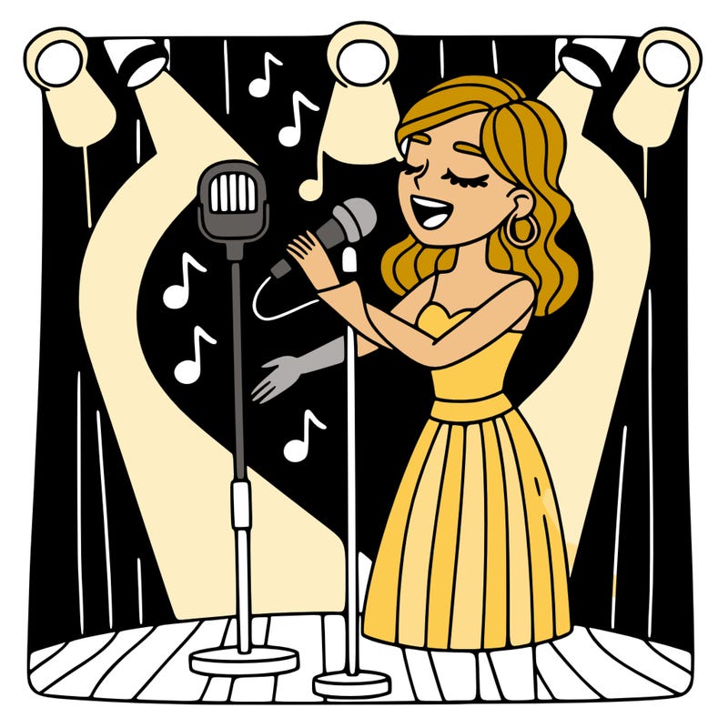 woman singing on stage