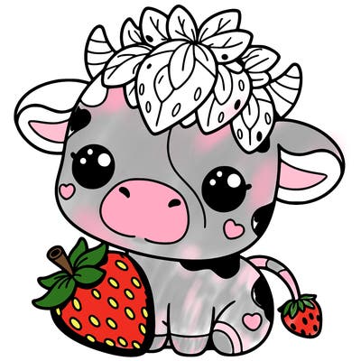 cute strawberry cow