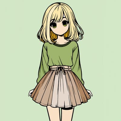 realistic girl with a skirt on