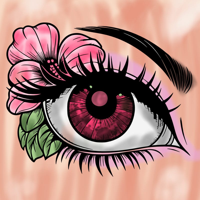 realistic eye with flower