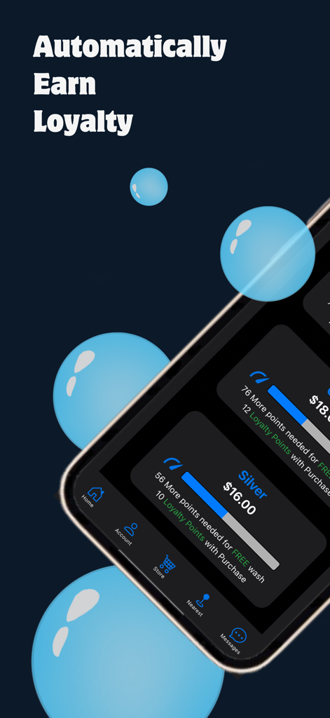 Touch4Wash - Touch4Wash app screen showing loyalty points progress and rewards for silver membership