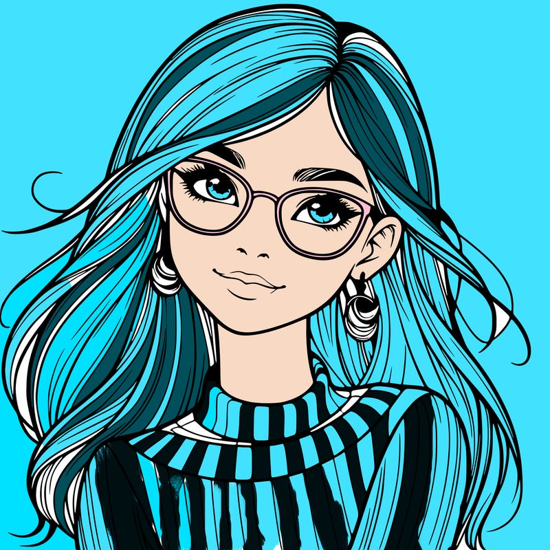 realistic girl with glasses