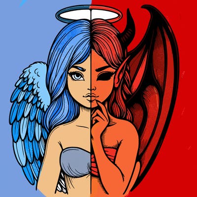 realistic angel half demon