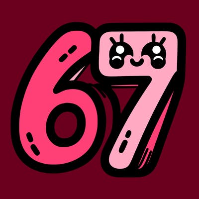 the numbers 67