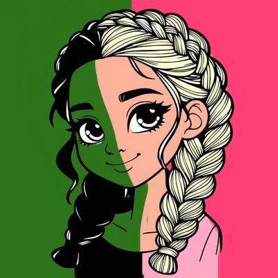 girl with braids realistic