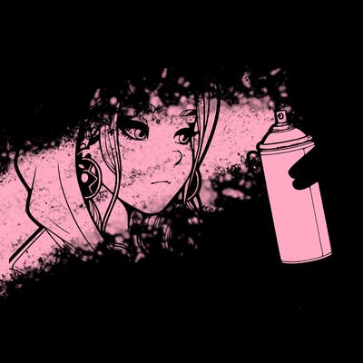 a realistic girl, spray painting