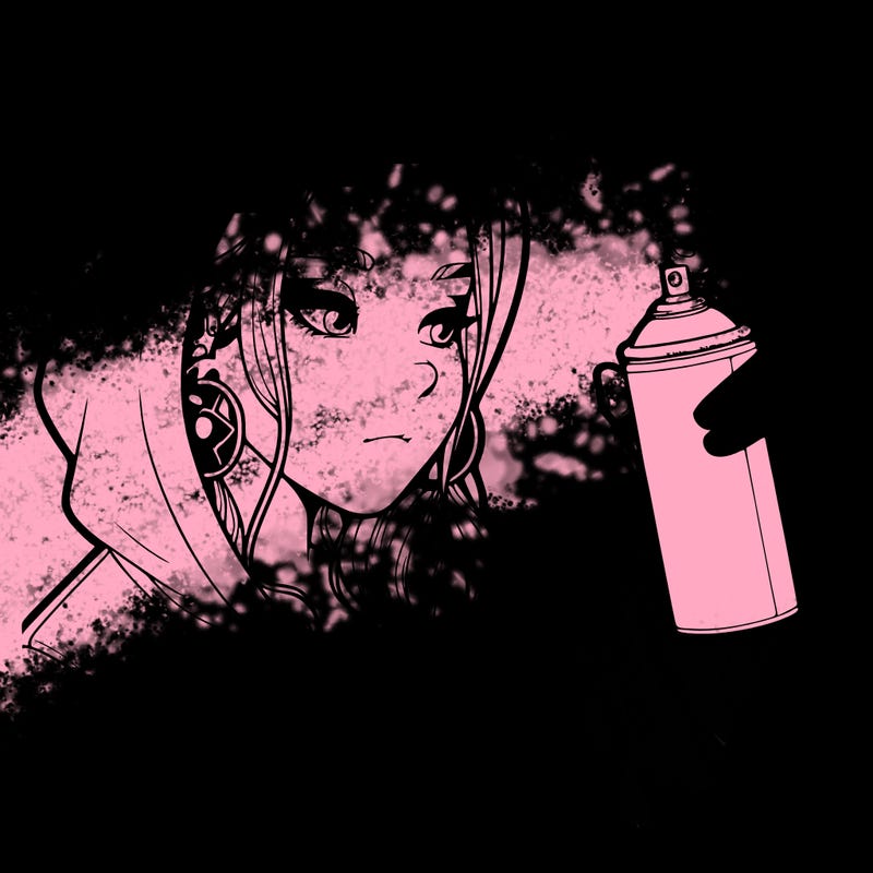 a realistic girl, spray painting