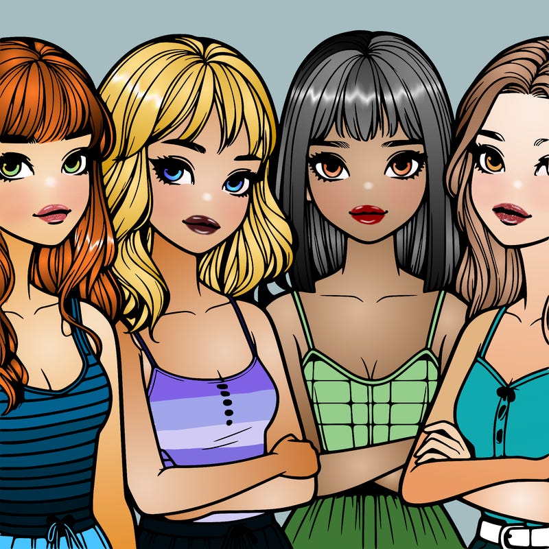 four realistic girls