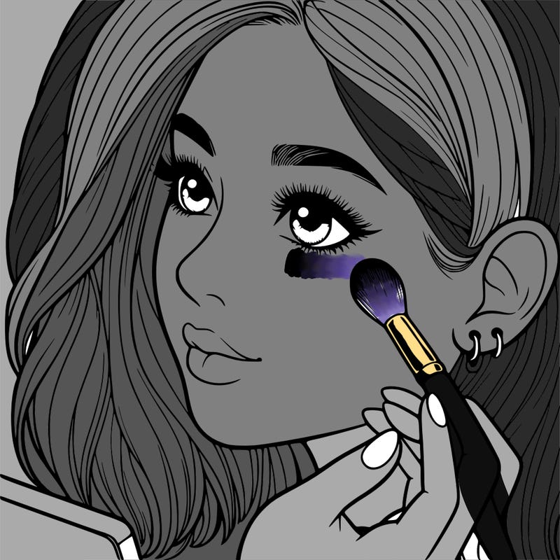 a realistic girl doing her makeup