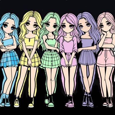 a group of girls realistic