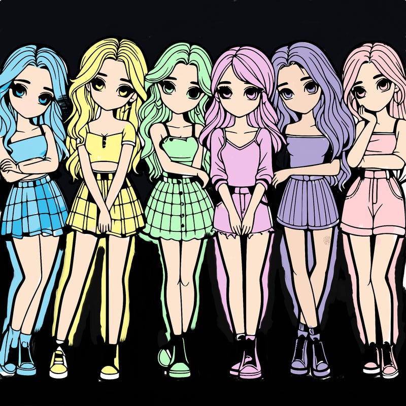 a group of girls realistic