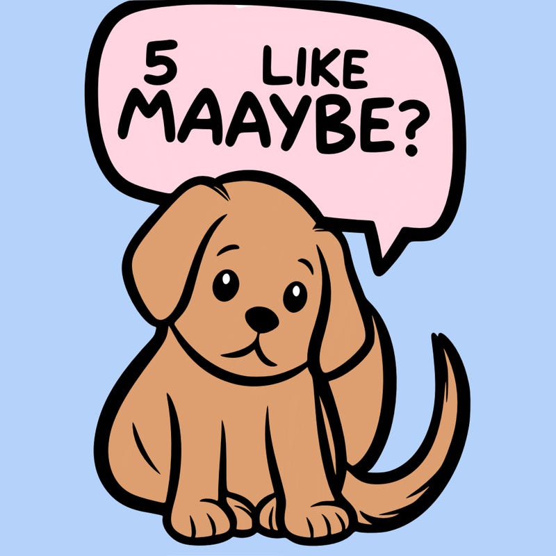 a puppy that says 5 like maybe