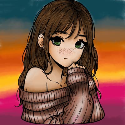 realistic girl with off-shoulder sweater