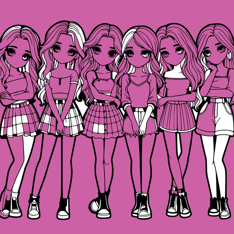 a group of girls realistic