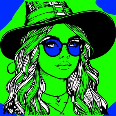 a witch with glasses realistic