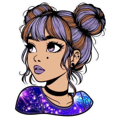 realistic girl with spacebuns