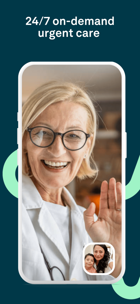 First Stop Health - A mother and child having a video consultation with a smiling doctor on the First Stop Health app.