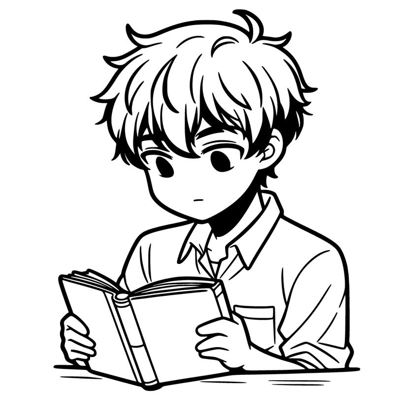 manga boy reading a book
