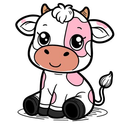 cute cartoon cow sitting down