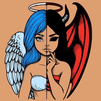 realistic angel half demon