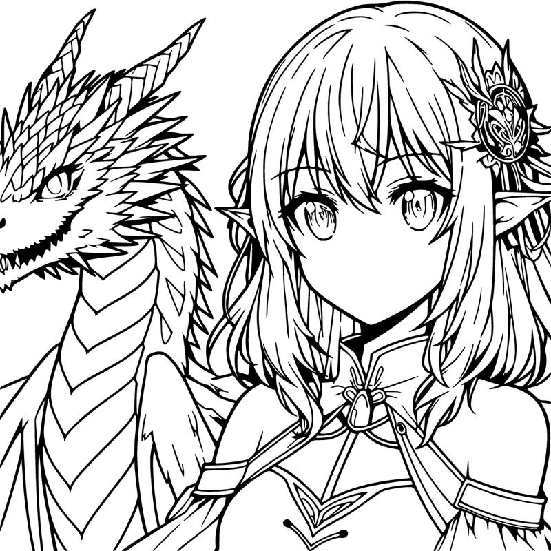 anime girl with cool dragon