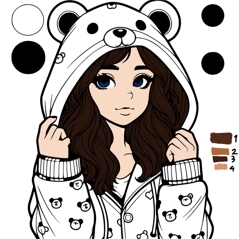 realistic girl in a animal pjs hoodie