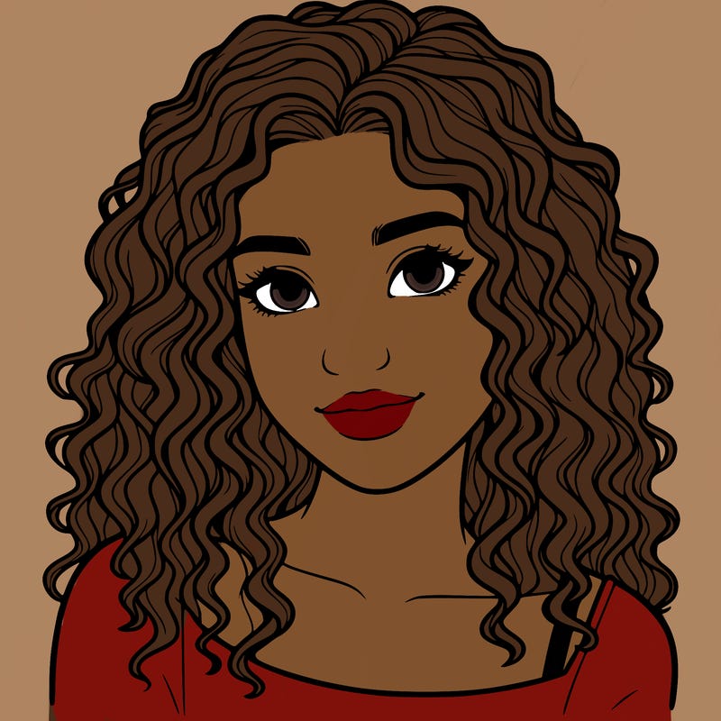 realistic, teenage girl with curly hair