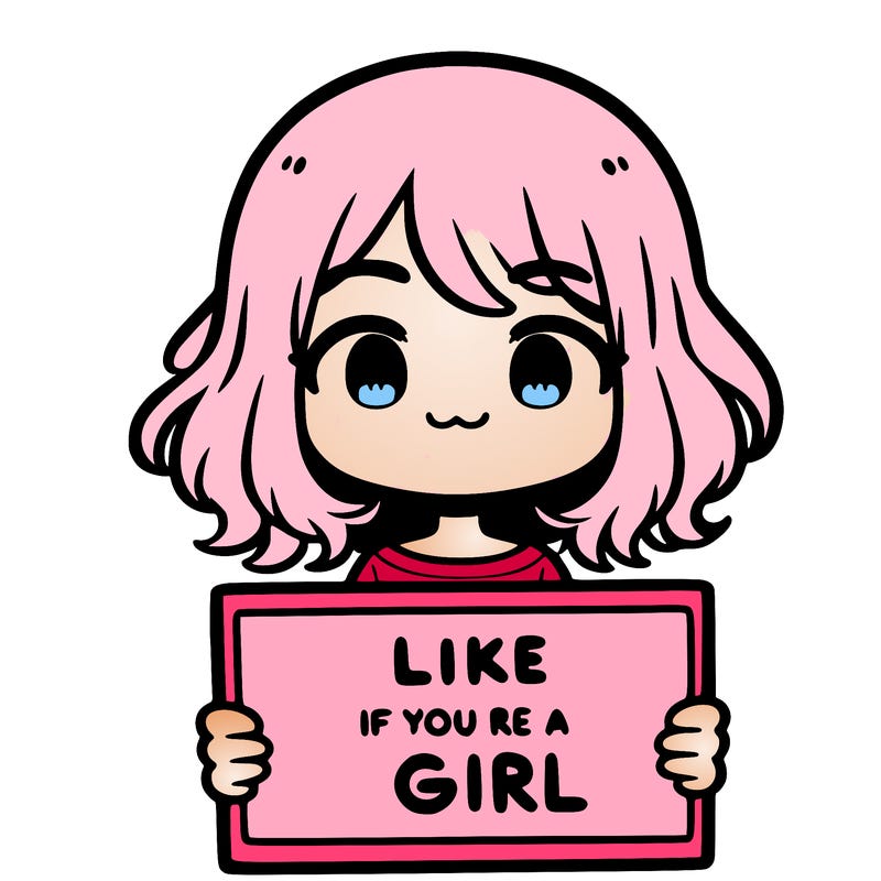 a cute girl holding a sign that says like if you’re a girl