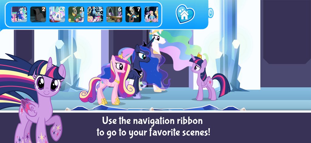 My Little Pony: Twilight - Cinta de navegación de la aplicación My Little Pony Twilight para seleccionar escenas favoritas